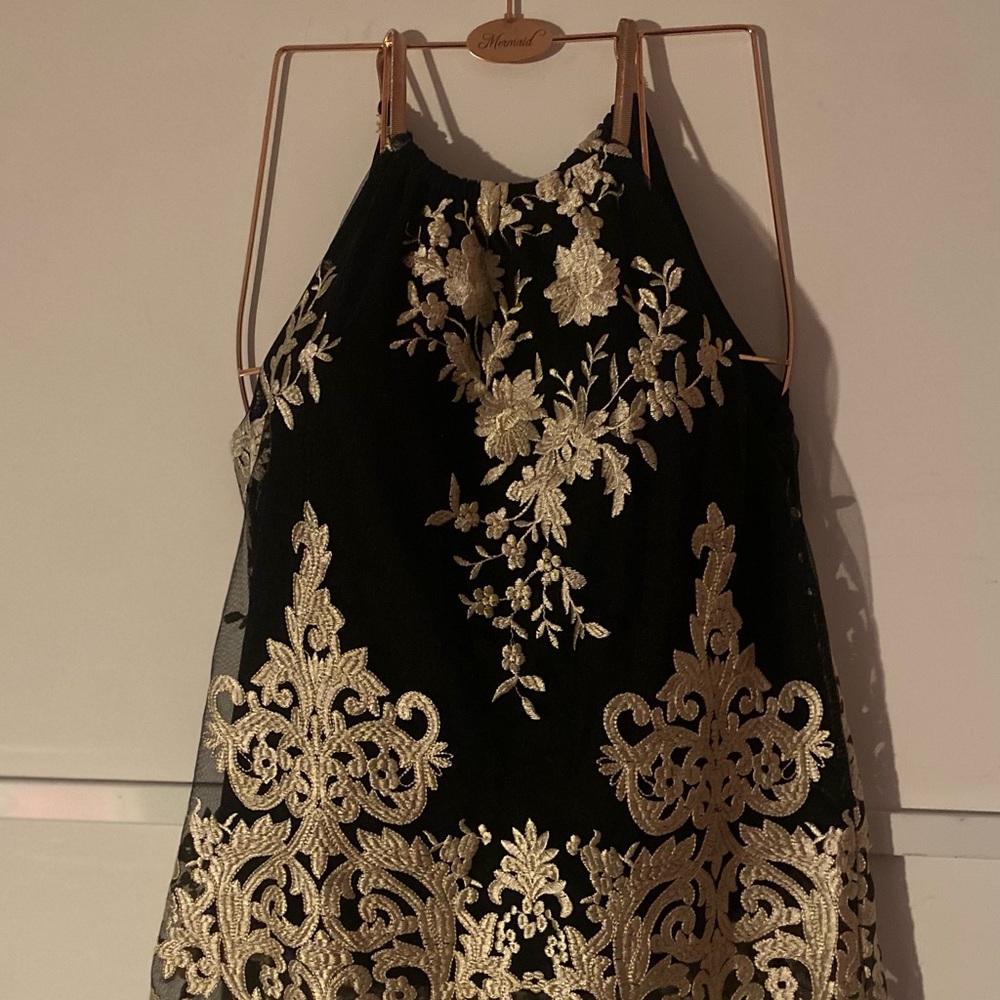 Elegant Black and Gold Floral Blouse